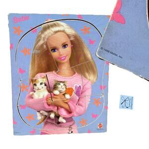 Mattel Barbie 1998 90s Barbie with Kittens Wooden Puzzle Complete